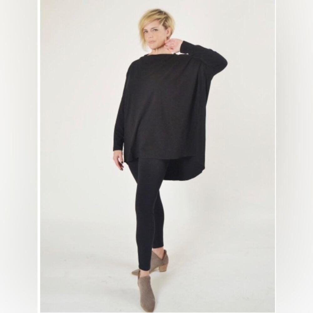 Bryn Walker Dmitri tunic green jersey knit oversized boxy womens S lagenlook